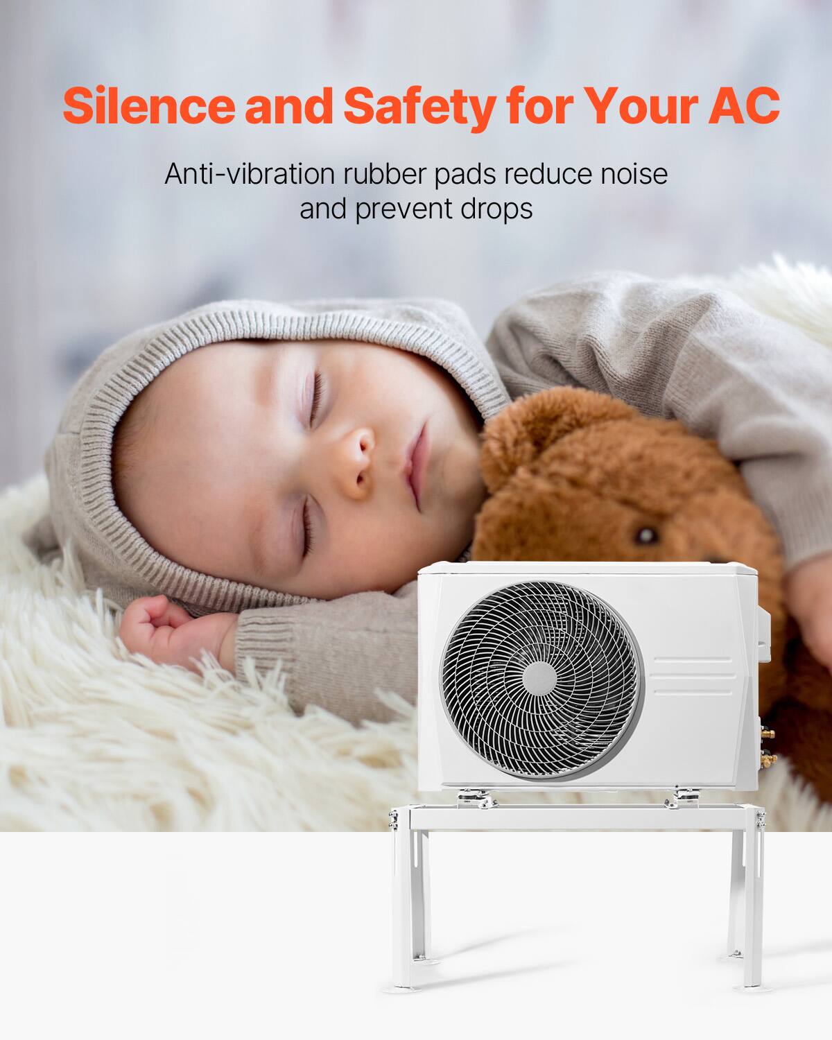 Silence and Safety for Your AC

Anti-vibration rubber pads reduce noise and prevent drops