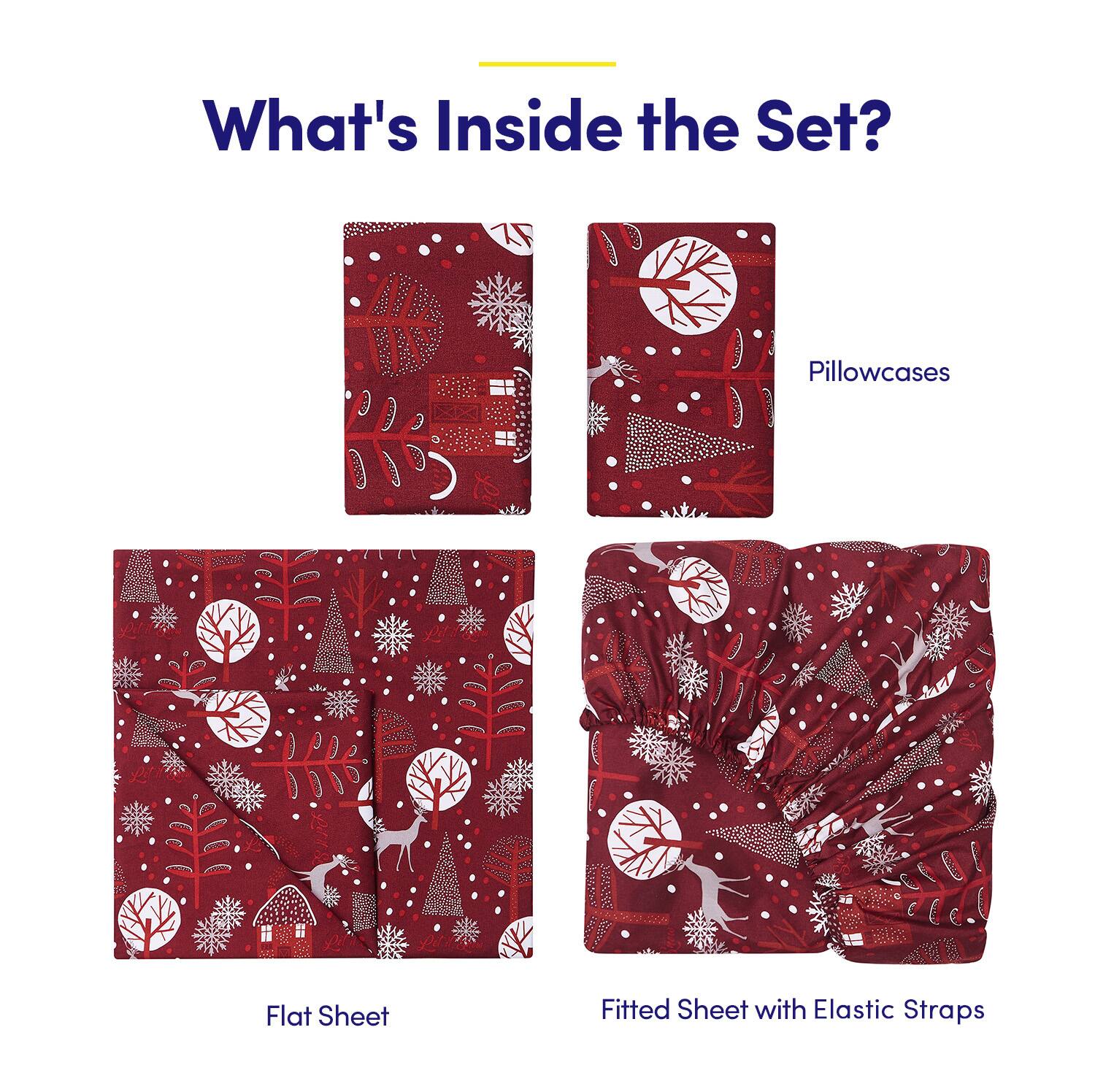 What's Inside the Set?

- Pillowcases
- Flat Sheet
- Fitted Sheet with Elastic Straps