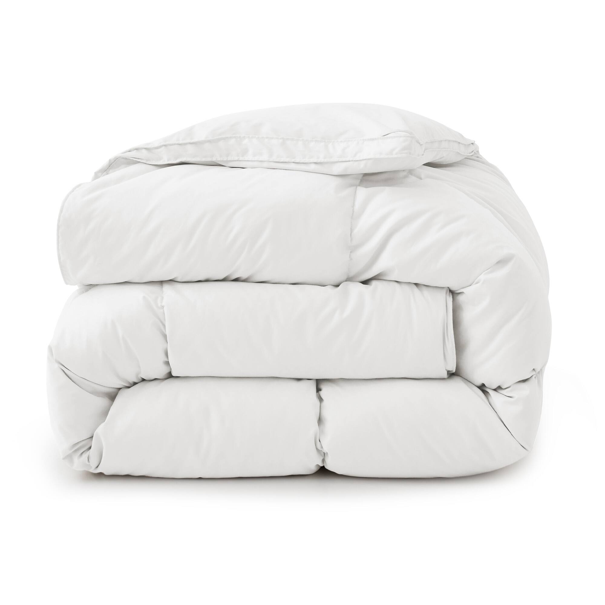 Left. Peace Nest - Peace Nest White Goose Down Feather Fiber Comforter Heavyweight Duvet Insert, White, King - White.