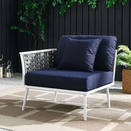 Stance Outdoor Patio Aluminum Left-Facing Armchair by Modway - White Navy