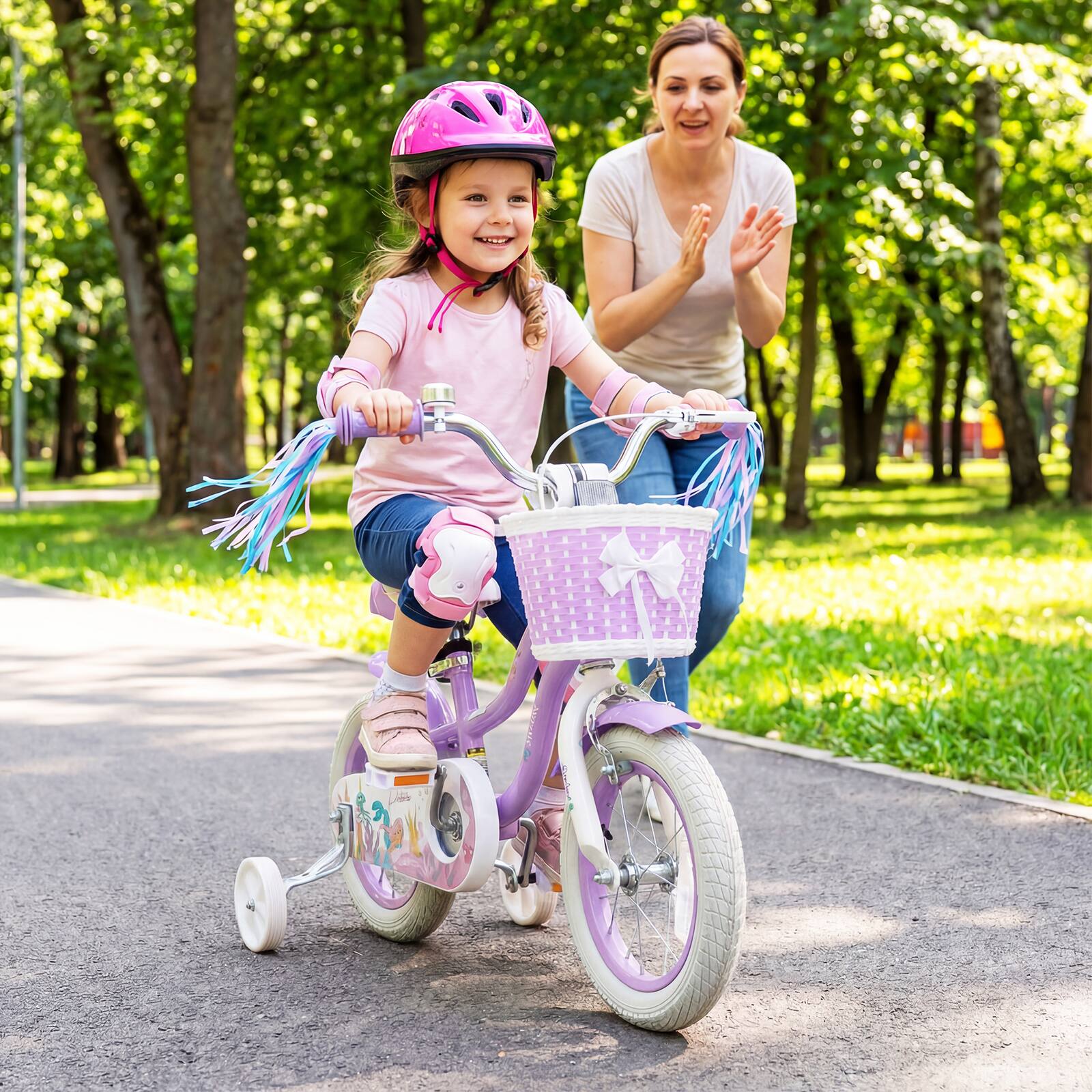 Alt View 1. Gymax - Gymax 12'' Kids Bike w/Training Wheels Hand Coaster Brakes Adjustable Seat Handlebar - Purple.
