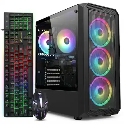 STGAubron - Gaming PC Computer Desktop, Intel Core i5-13400F up to 4.6Ghz, GeForce RTX 3050 6G, 16G DDR4, 512G SSD, Win11H - Black
