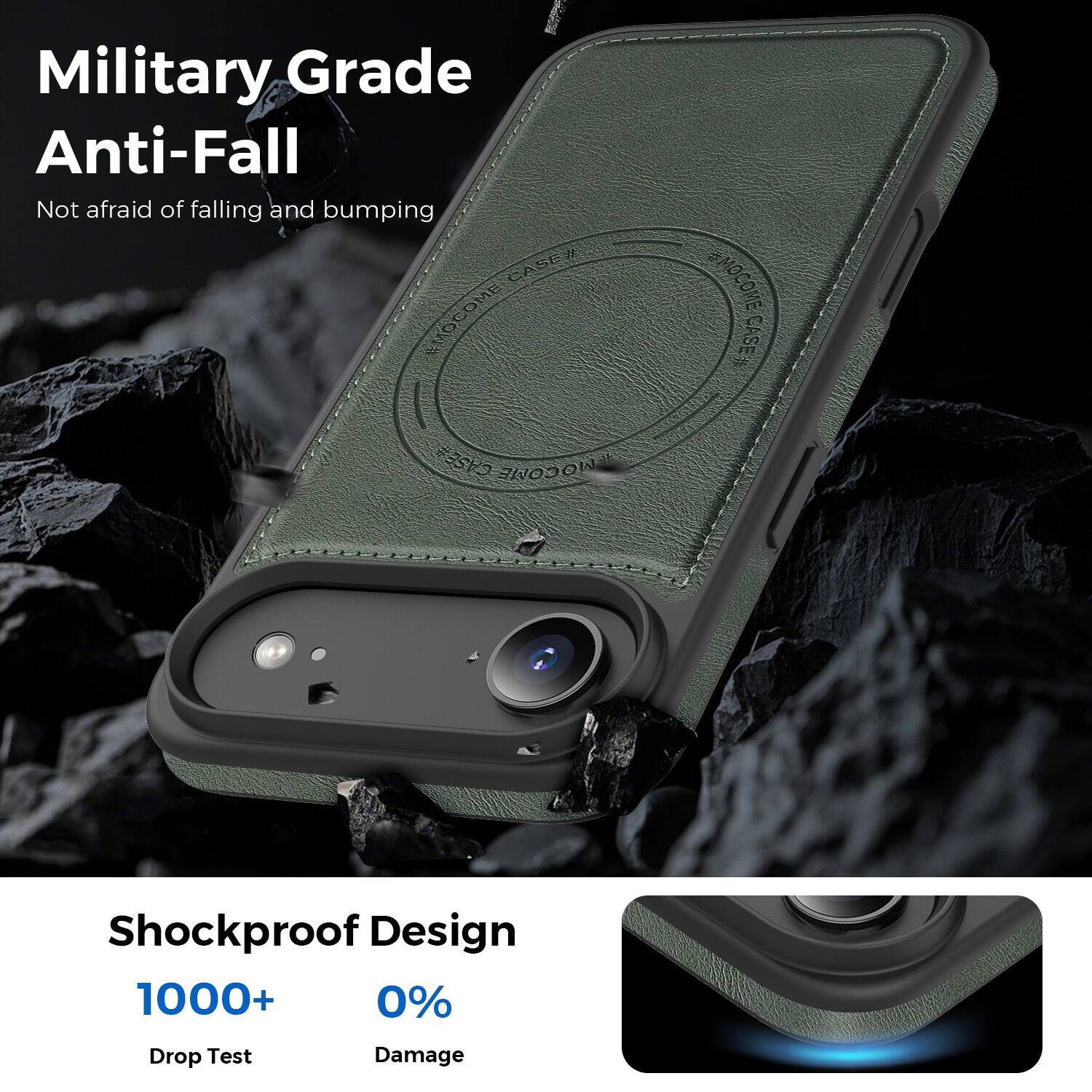 Military Grade Anti-Fall  
Not afraid of falling and bumping  

Shockproof Design  
1000+ Drop Test  
0% Damage