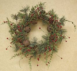 BreeBe - Red Berry Pine Wreath 22" - Multi