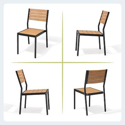 Alt View 8. Crestlive Products - Crestlive Products 9/11pc Water Proof Patio Dining Set Aluminum Frame Rectangle Table Stackable Stationary Chairs - Brown-9PC.