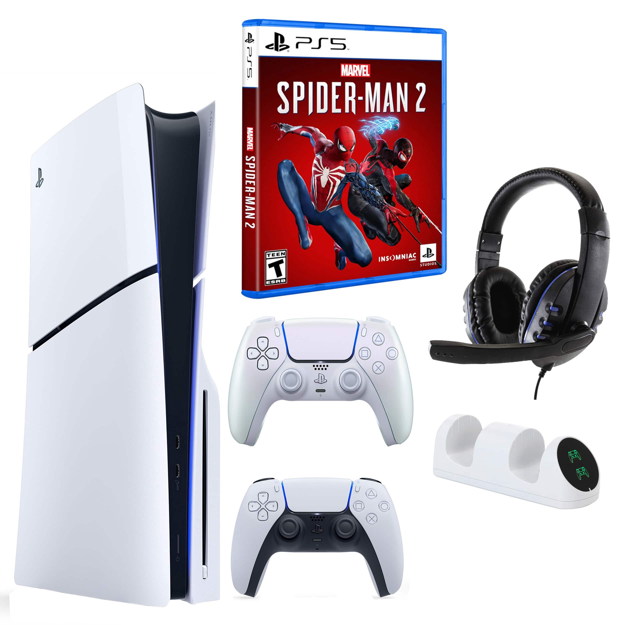 PS5 Slim with Spiderman 2, Extra Controller & Accessories