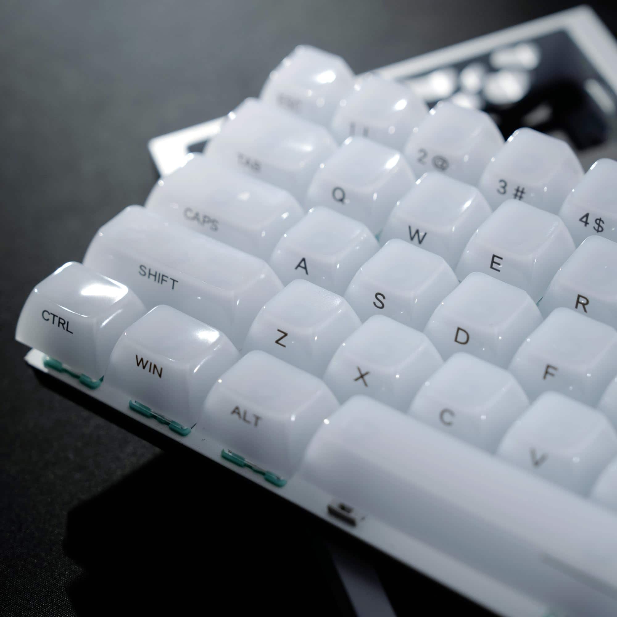 Stylel Star - Keycaps - Ceramic Style Clear White Key Cap Transparent Side Printed Custom 60 65 75 100 Percent For Cherry Mx Outemu - C-White