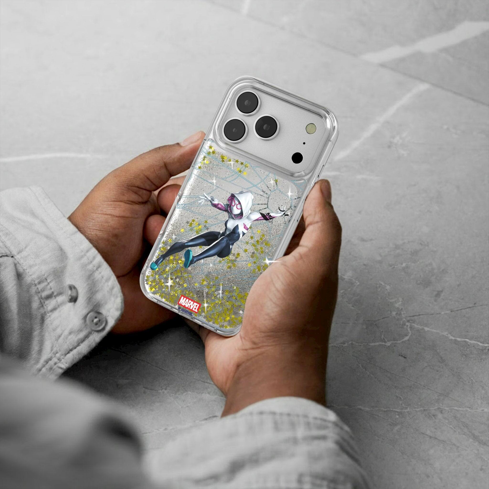 Alt View 1. Keyscaper - Marvel MechLine Glitter Phone Case - Apple iPhone 17 Pro Max - Spider-Gwen.