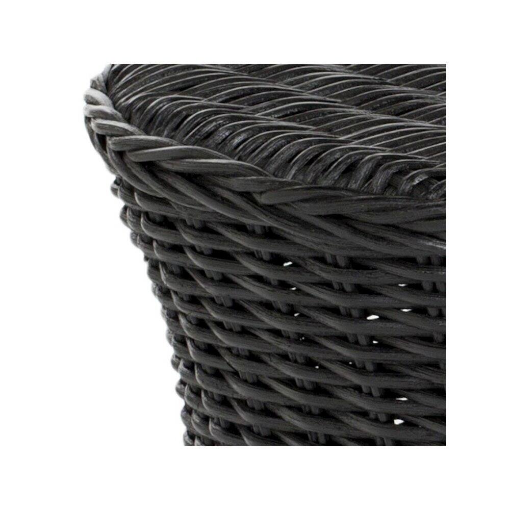 Left. Safavieh - Home Collection Ruxton Black Rattan Round Coffee Table Ottoman - Black.