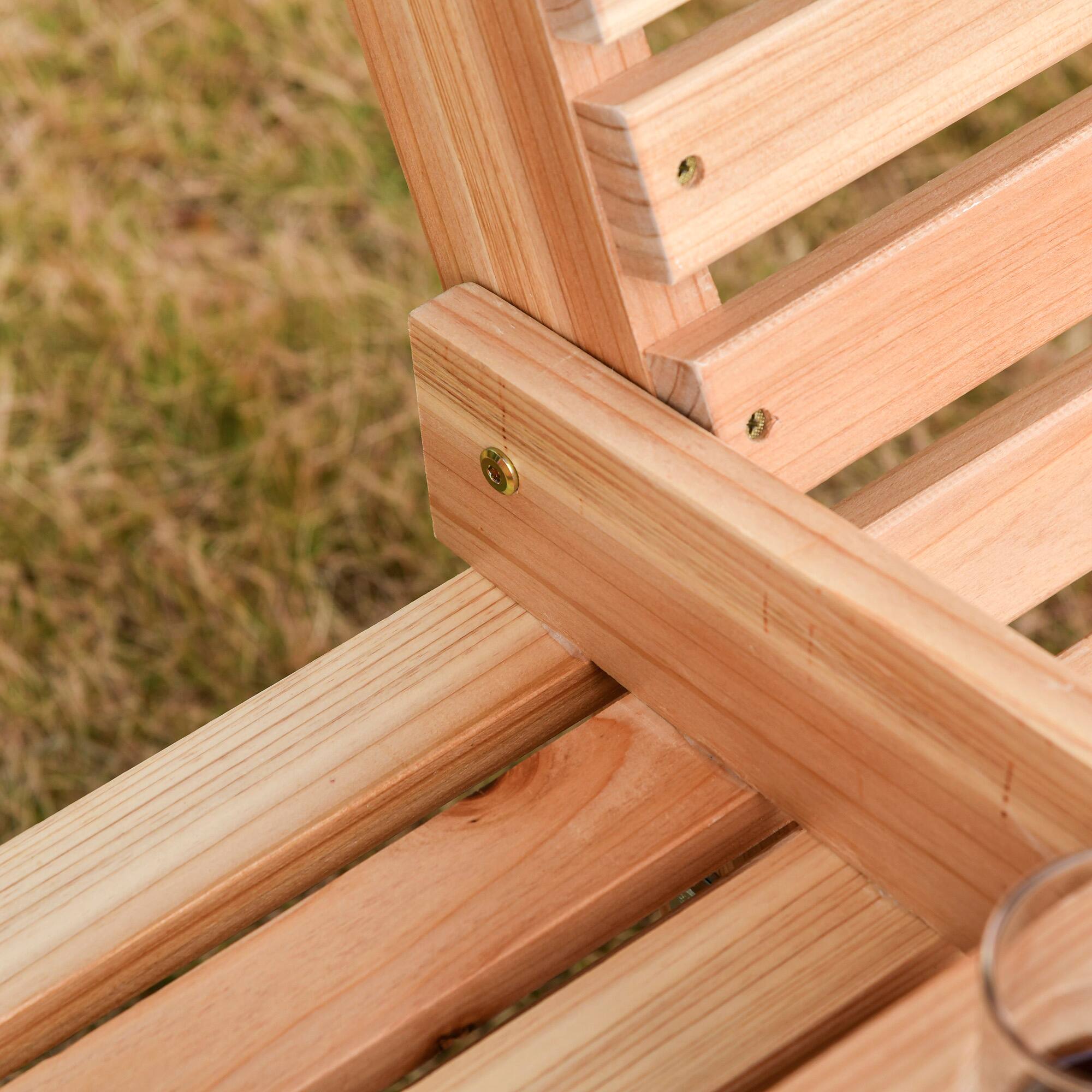 Alt View 5. Outsunny - Outsunny 3-Seater Wooden Porch Swing Patio Swing Bench with Folding Coffee Table.