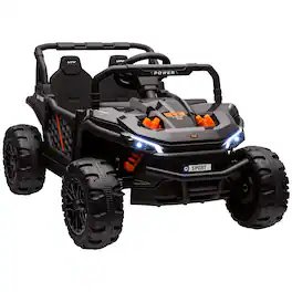 Qaba - 12V Kids UTV, Battery Powered Ride on Truck, 3.7MPH Off-Road Car with Remote, 4-Wheel Suspension, LED Lights, 3 Speeds