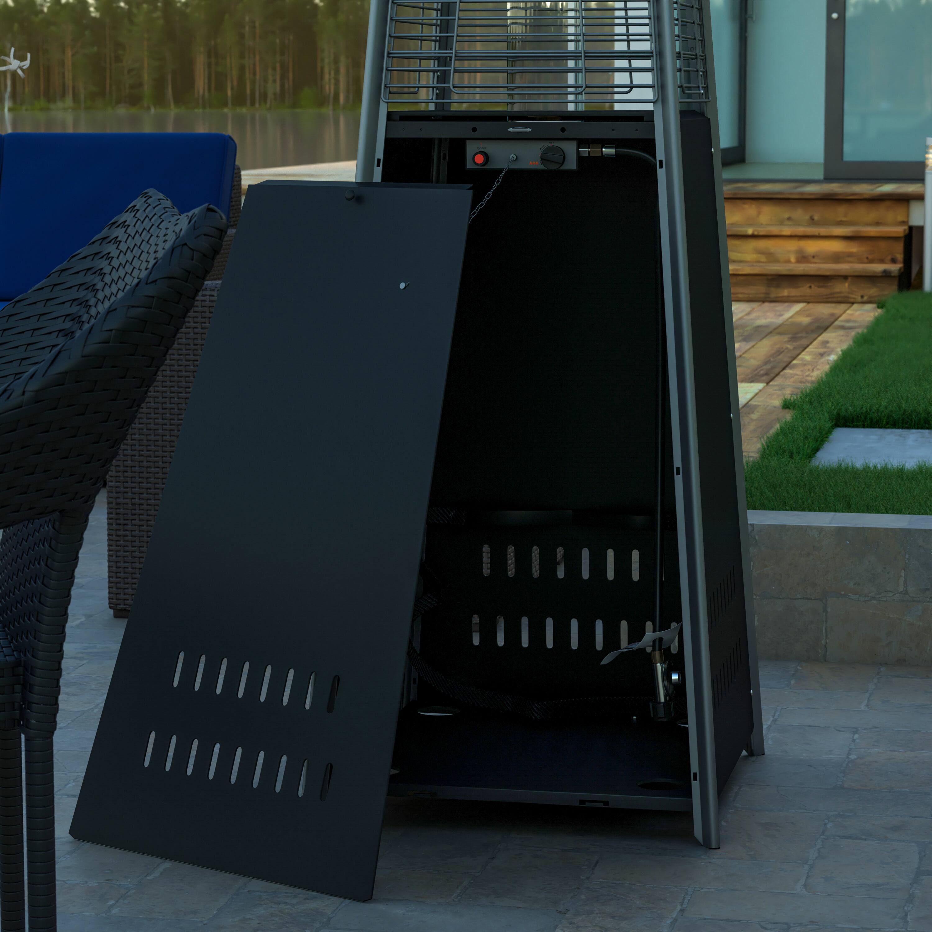 Alt View 4. Emma + Oliver - Outdoor Patio Heater - 7.5 Feet Round Steel Patio Heater - 42,000 BTU's - Black.