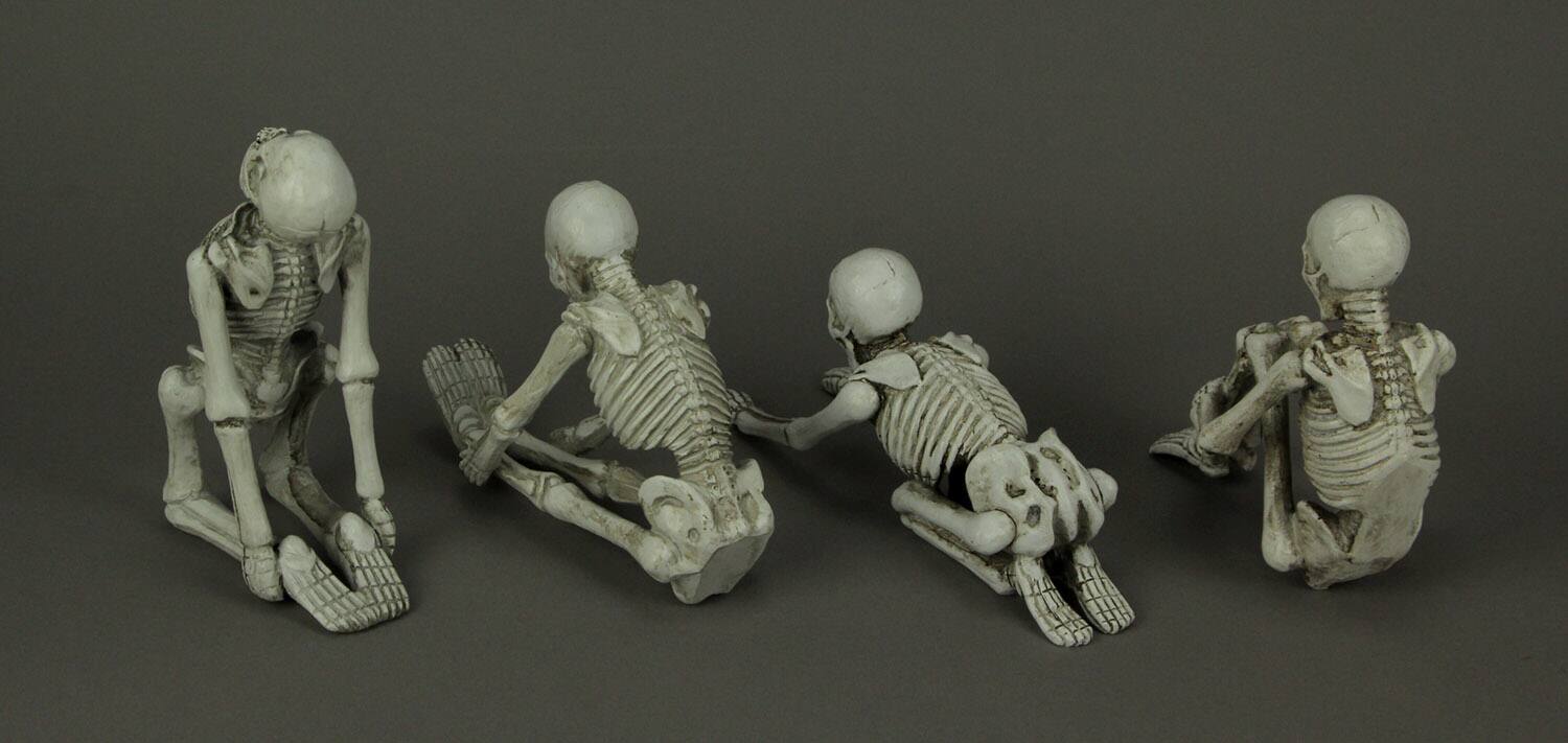Alt View 2. Transpac - Bone Stretchers Zen Yoga Meditating Skeleton Figurines Set of 4 - Off-white.