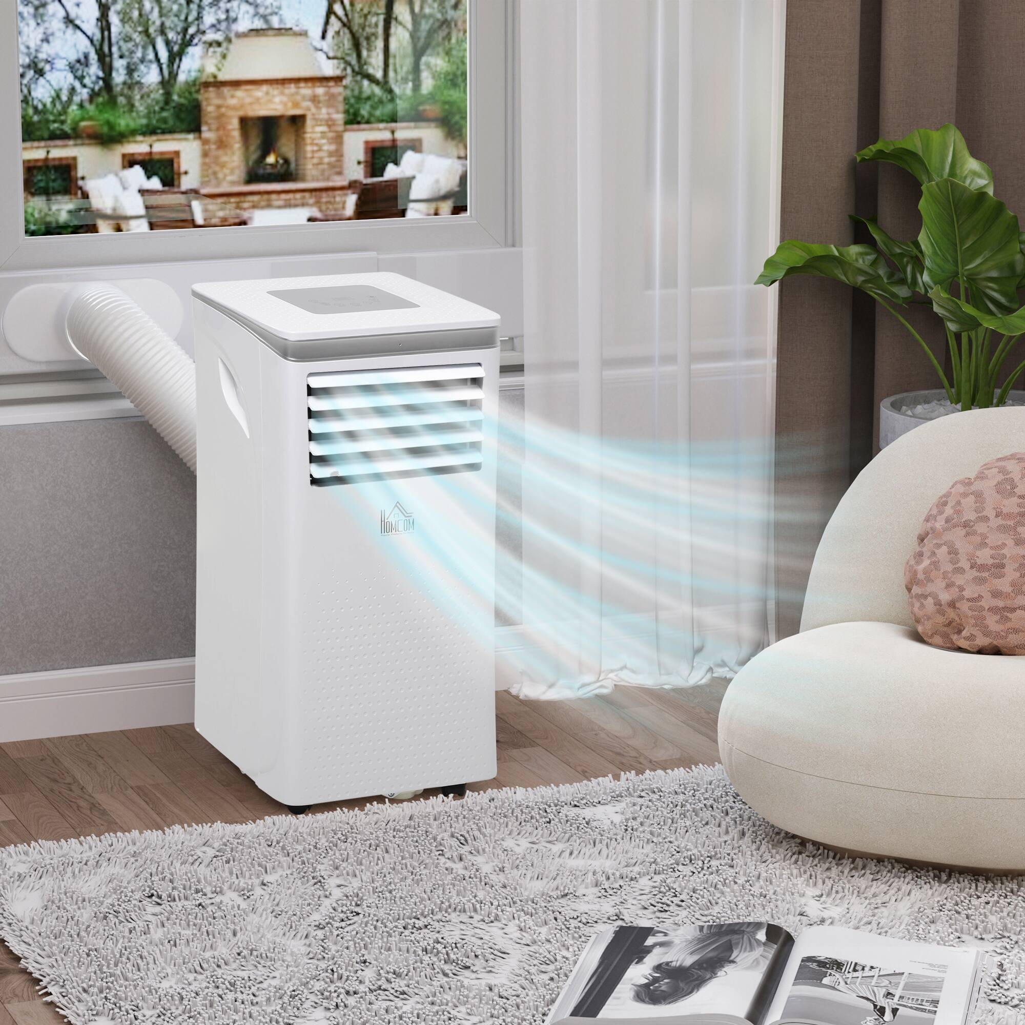 Alt View 1. Homcom - 8000 BTU Portable Air Conditioner for Rooms Uo to 344 Sq.Ft., 4-in-1 Mobile AC Unit with Dehumidifier, Cooling Fan - White, Grey.