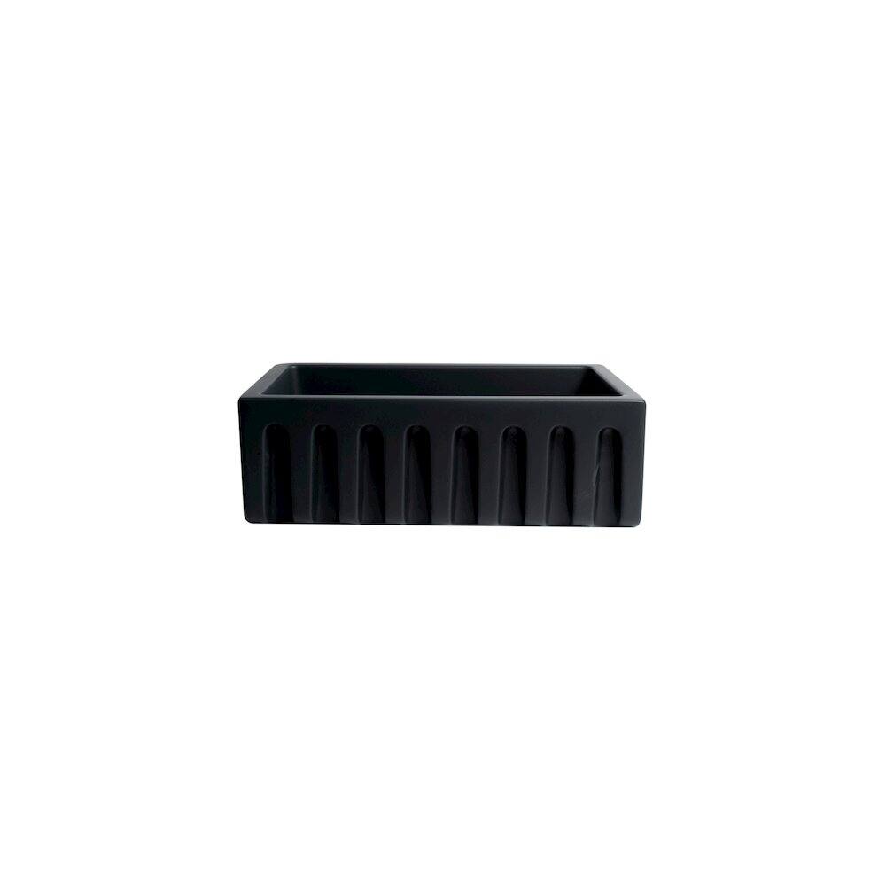 Alt View 5. Alfi - ALFI brand 30 Black Matte Reversible Smooth / Fluted Single Bowl Fireclay Farm Sink - Black.