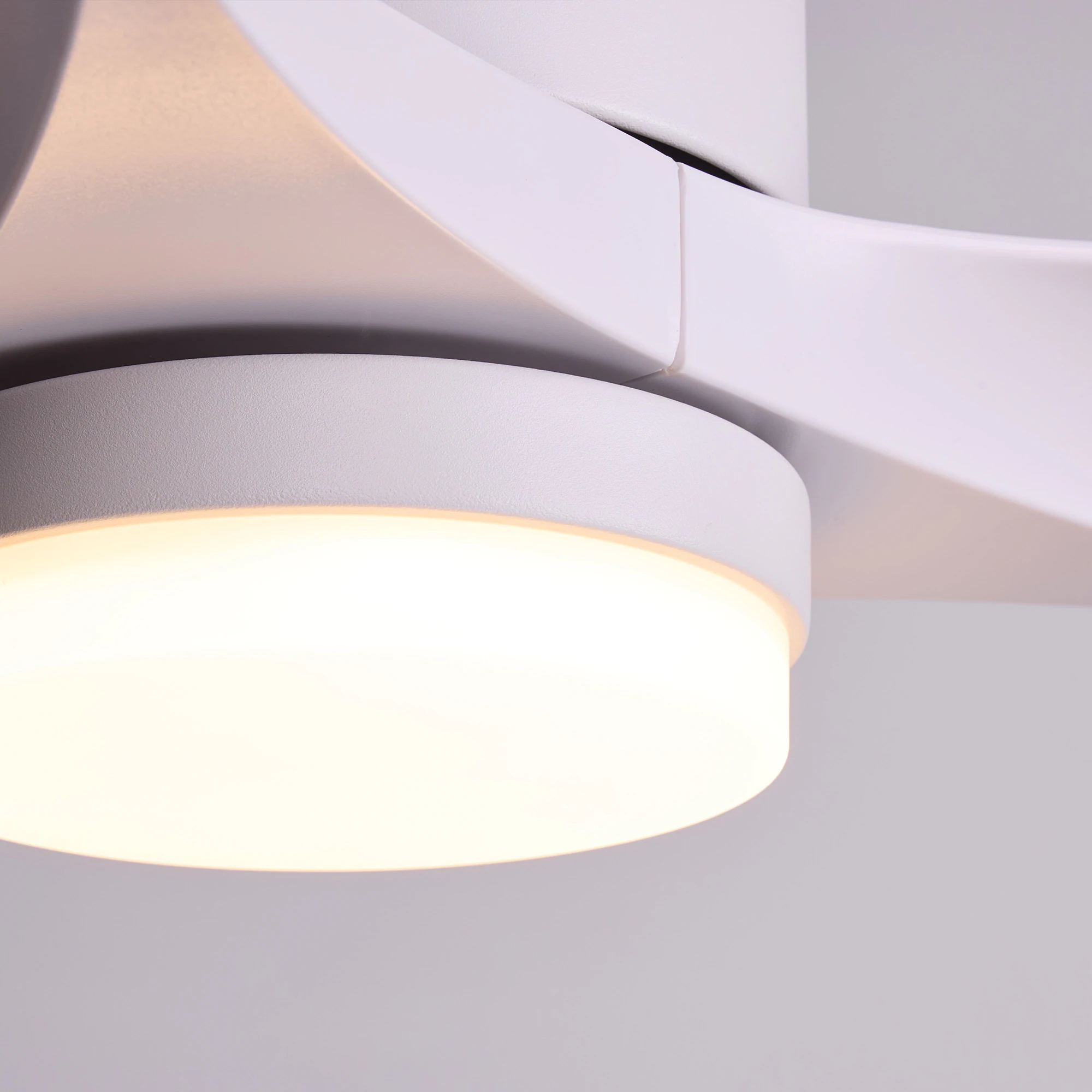 Alt View 6. Siljoy - 52 inch 3 Blade All White Cream Style Ceiling Fan with LED Light and Remote for Bedroom and Living Room - White.