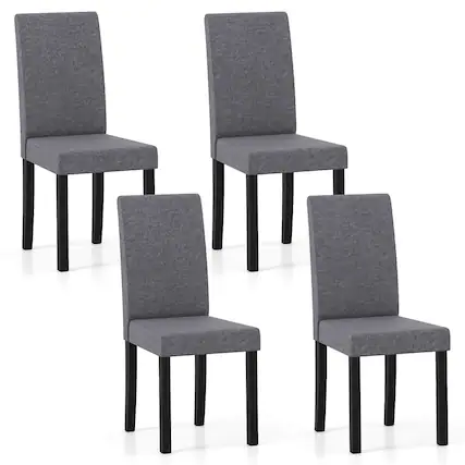 Front. Costway - Costway Dining Chair Set of 4 Fabric Upholstered Rubber Wood Legs Side Armless - Black.