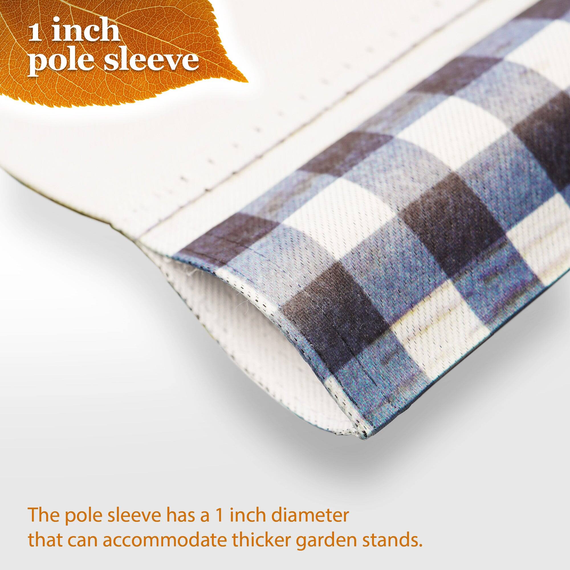 1 inch pole sleeve

The pole sleeve has a 1 inch diameter that can accommodate thicker garden stands.