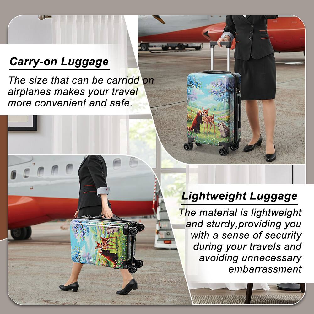Carry-on Luggage  
The size that can be carried on airplanes makes your travel more convenient and safe.  

Lightweight Luggage  
The material is lightweight and sturdy, providing you with a sense of security during your travels and avoiding unnecessary embarrassment