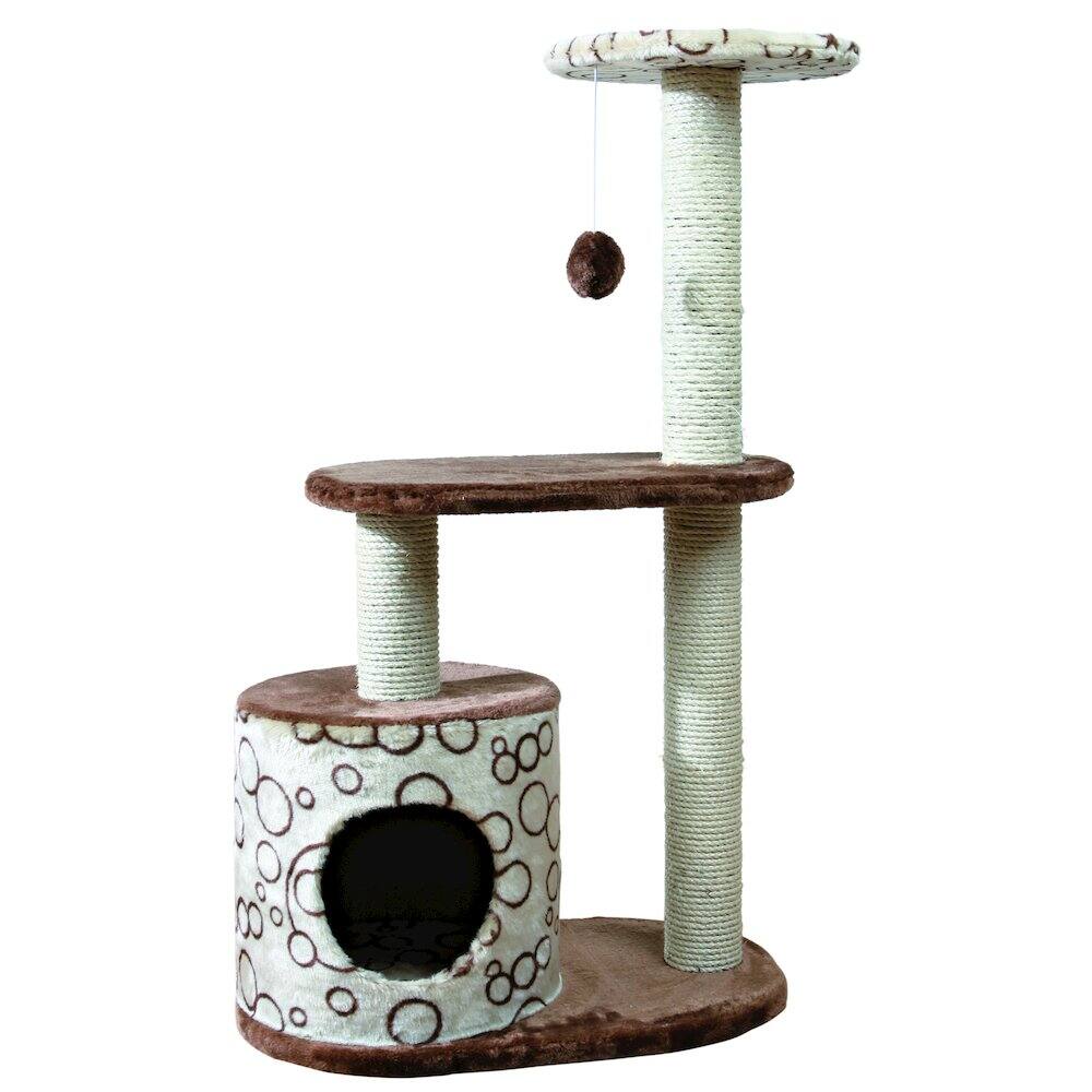 Front. TRIXIE - Casta Plush & Sisal 3-Level Cat Tree with Scratching Posts & Condo - Brown.