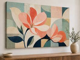 FC Design - Large Canvas 24x36" Ready-to-Hang 24x36" Geometric Floral Art Painting Home Wall Décor - MultiColor