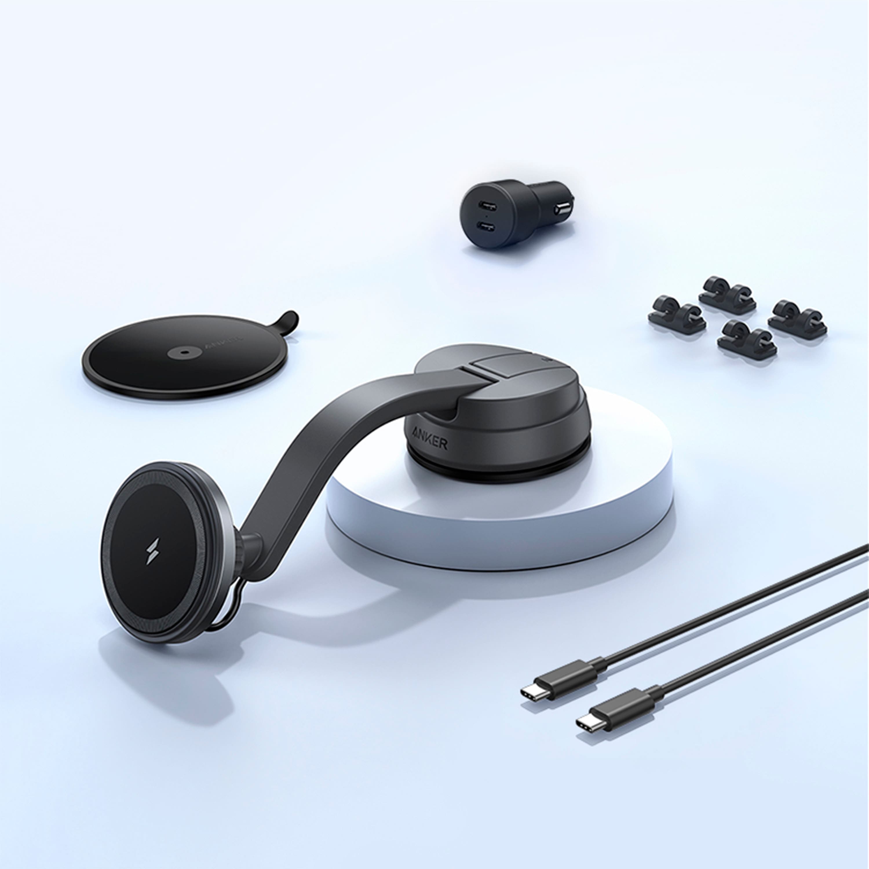 Alt View 15. Anker - MagGo 35W Wireless MagSafe Car Charger and Mount for iPhone 12 and 13 - Black.