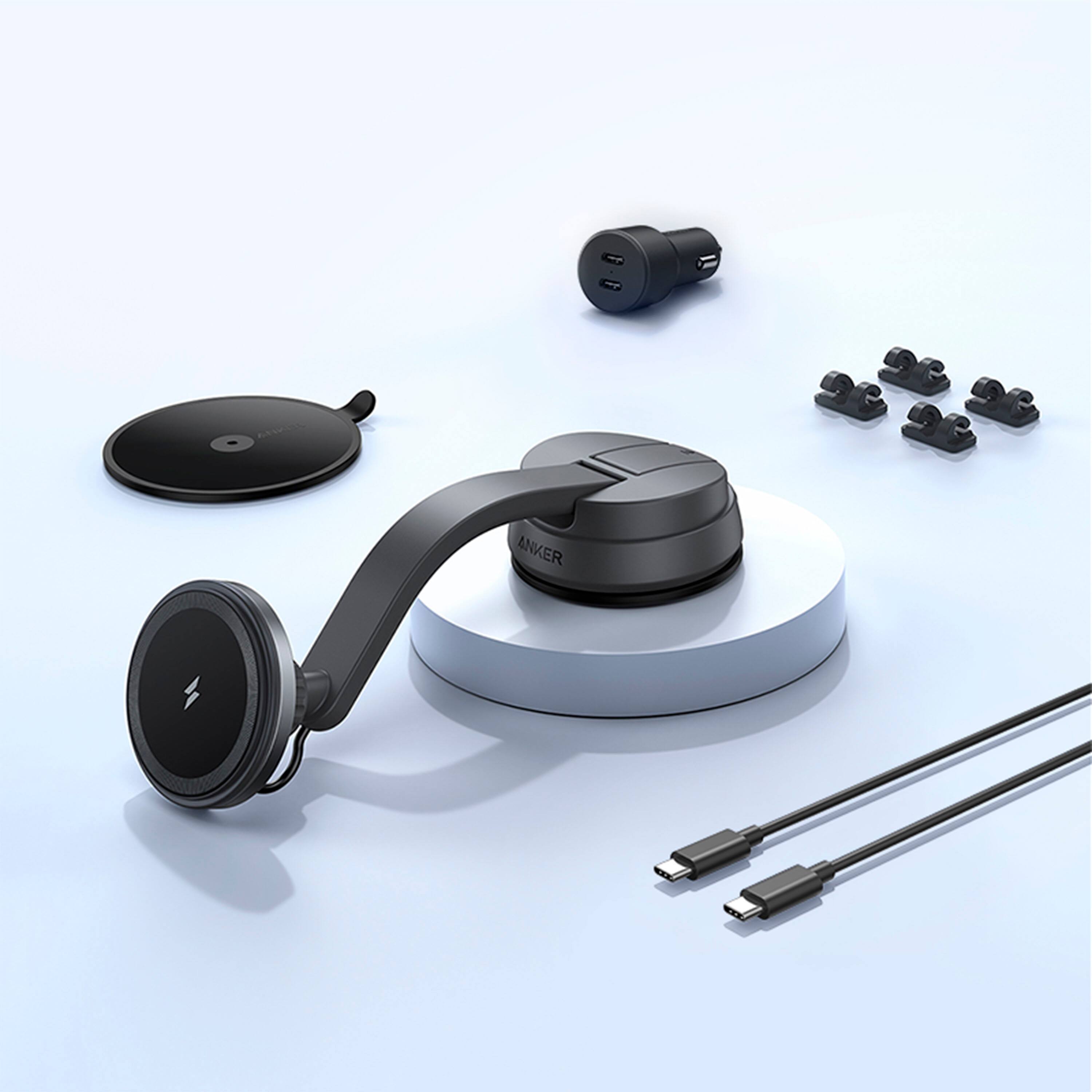 Alt View 15. Anker - MagGo 35W Wireless MagSafe Car Charger and Mount for iPhone 12 and 13 - Black.