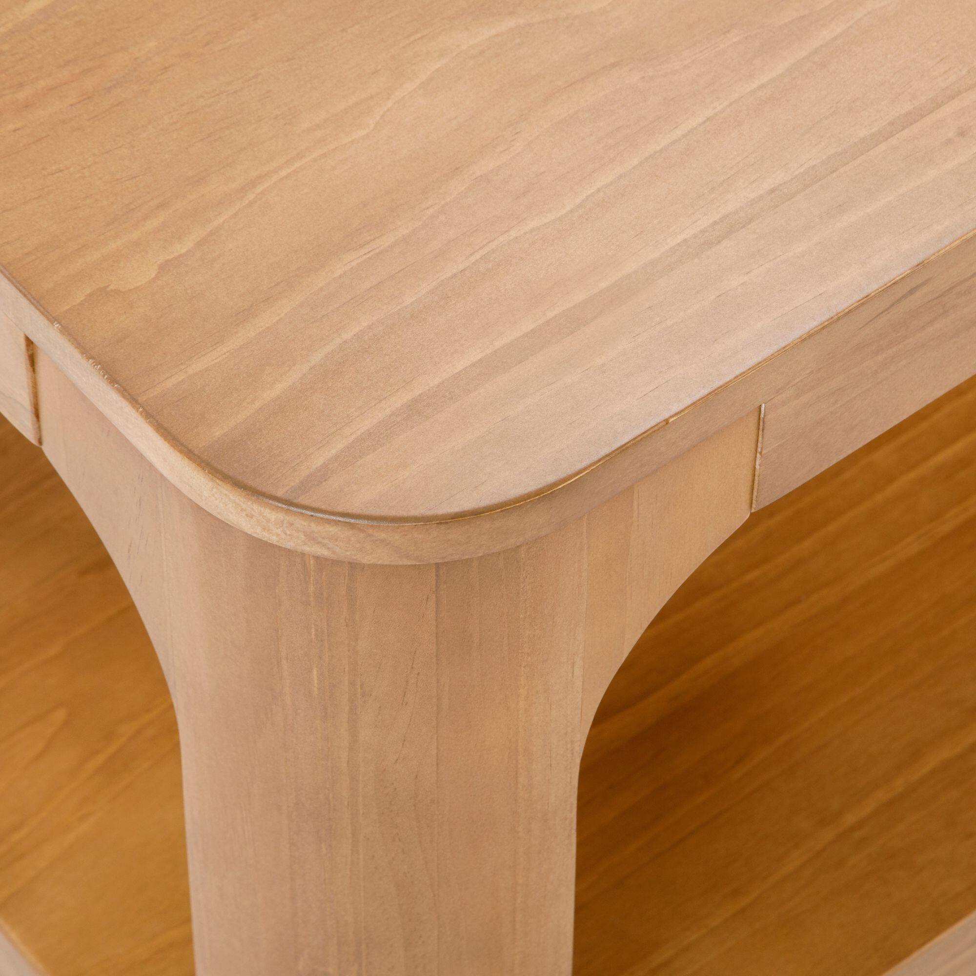 Alt View 4. Plank+Beam - Forma Rectangular Coffee Table with Shelf (54in x 24in / 1370mm x 610mm), Pecan - Pecan.