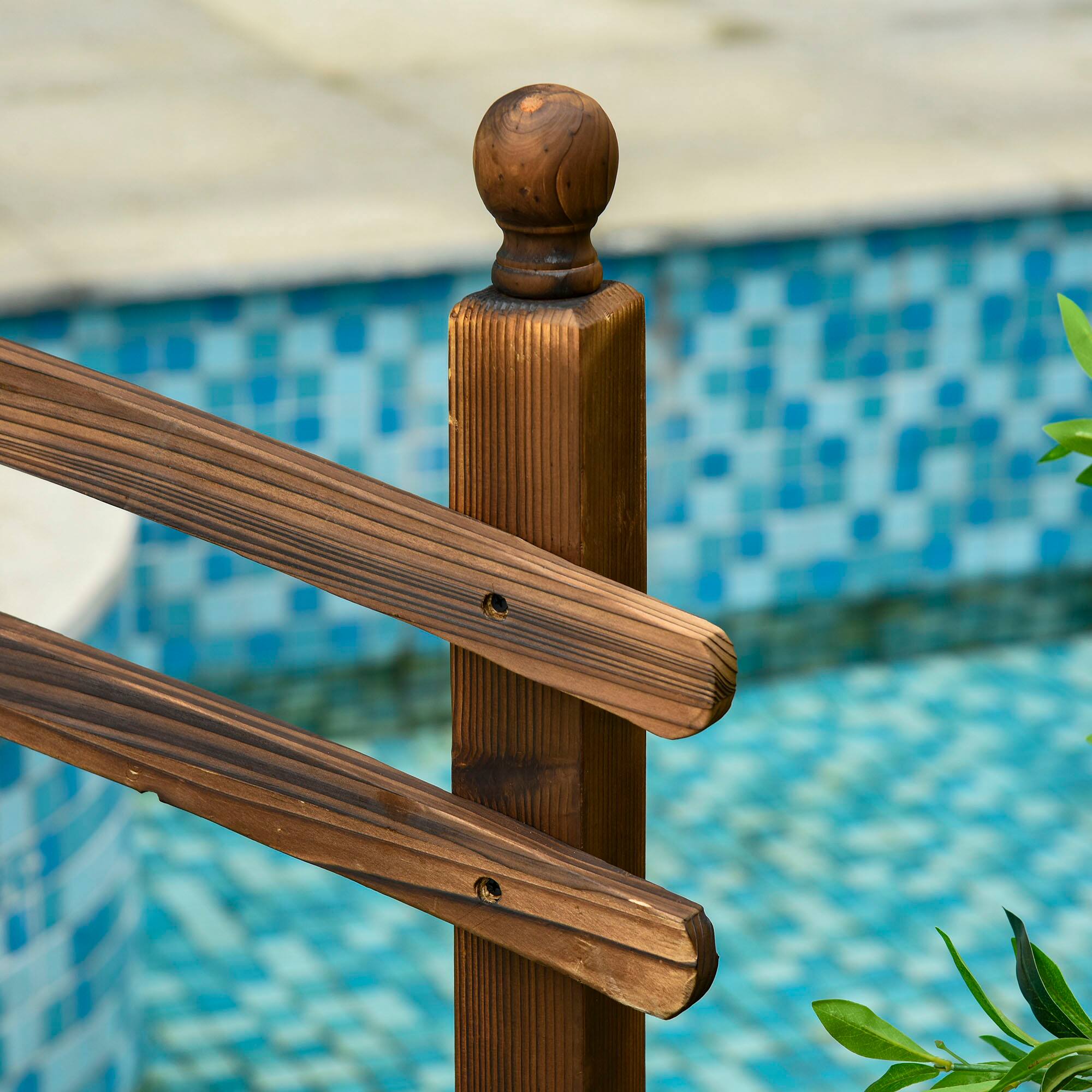 Alt View 7. Outsunny - 7.5' Wooden Arch Garden Bridge, Safety Rails for Backyard Ponds, Creeks, Streams - Carbonized.