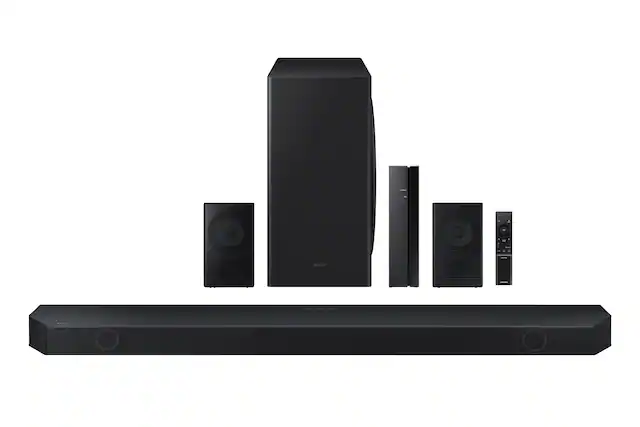 Front. Samsung - HW-Q850D/ZA 7.1.2 Channel Wireless Dolby ATMOS Soundbar + Rear Speakers w/ Q Symphony - Black.