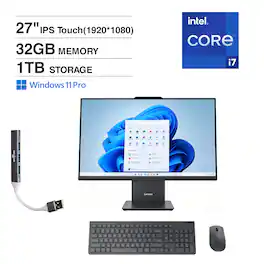 Lenovo - IdeaCentre All-in-One 27 FHD (Intel i7-13620H, 32GB DDR5, 1TB PCIe SSD, Intel UHD, Win 11 Pro) - Luna Grey