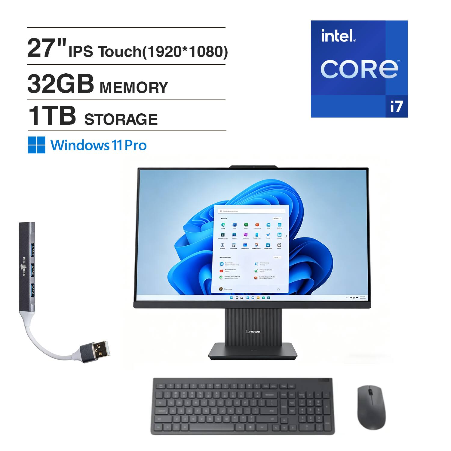 Lenovo - IdeaCentre All-in-One 27 FHD (Intel i7-13620H, 32GB DDR5, 1TB PCIe SSD, Intel UHD, Win 11 Pro) - Luna Grey