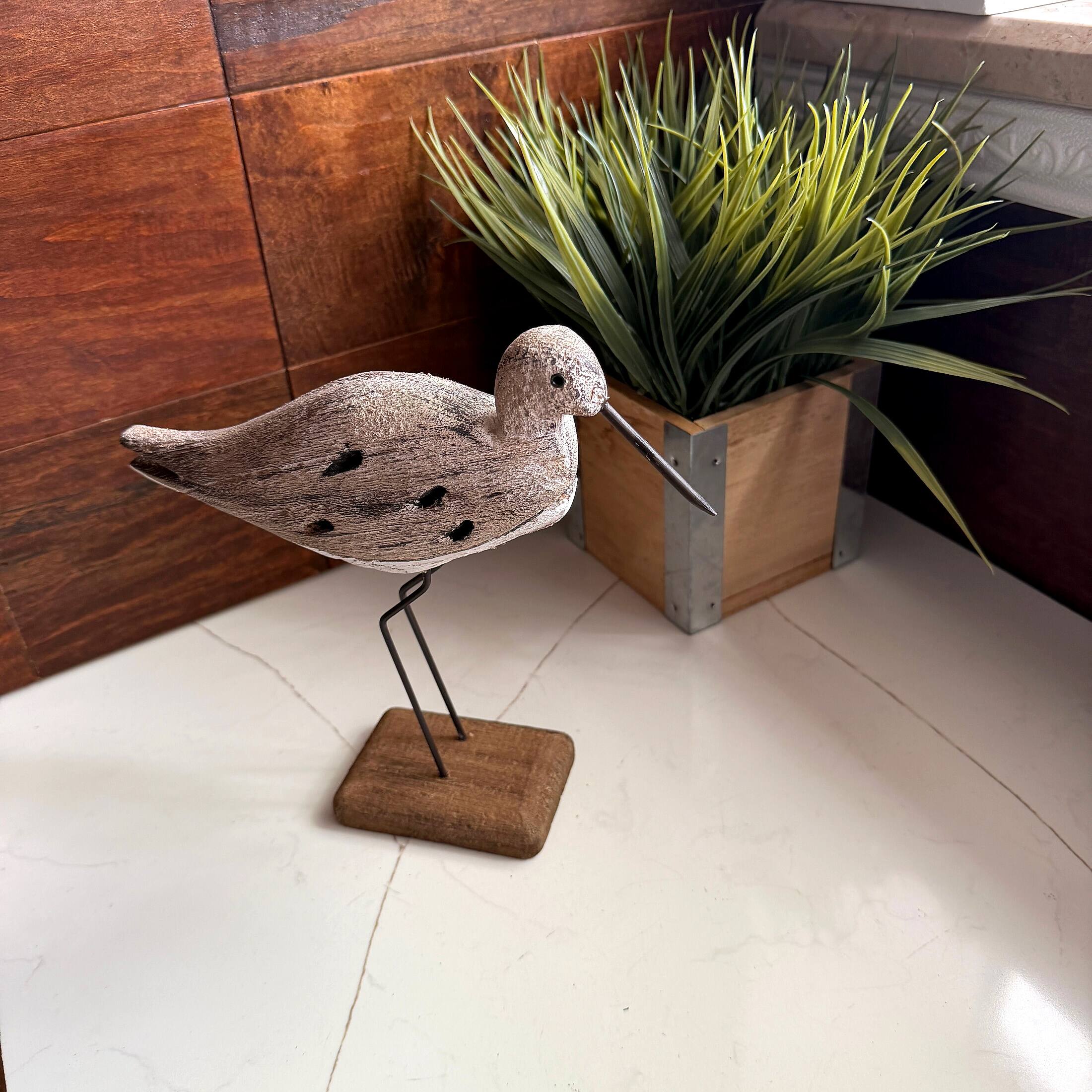 Alt View 5. Things2Die4 - Decorative Sea Bird Figurine Weathered Wood Metal Coastal Statue 9 In - Beige.