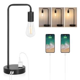 Oumilen - Industrial Table Lamp with 2 USB Port, Touch Control 3-Way Dimmable Bedside Nightstand Reading Lamp