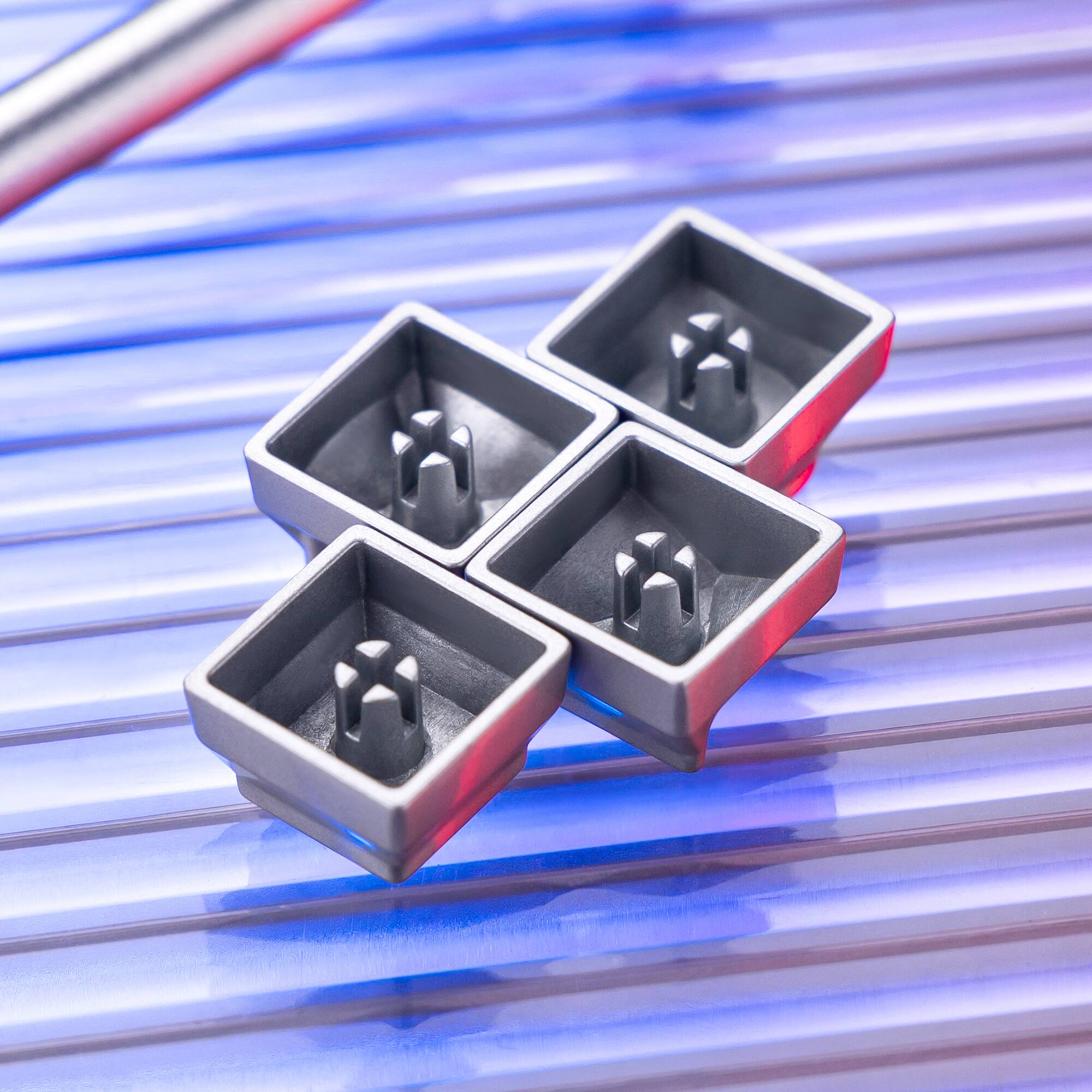 Alt View 3. Womier - PBT Keycaps with Metal Paint, Custom Retro Keycaps Set for All ANSI Cherry MX Switches Mechanical Keyboards - Silver-4 Keys.