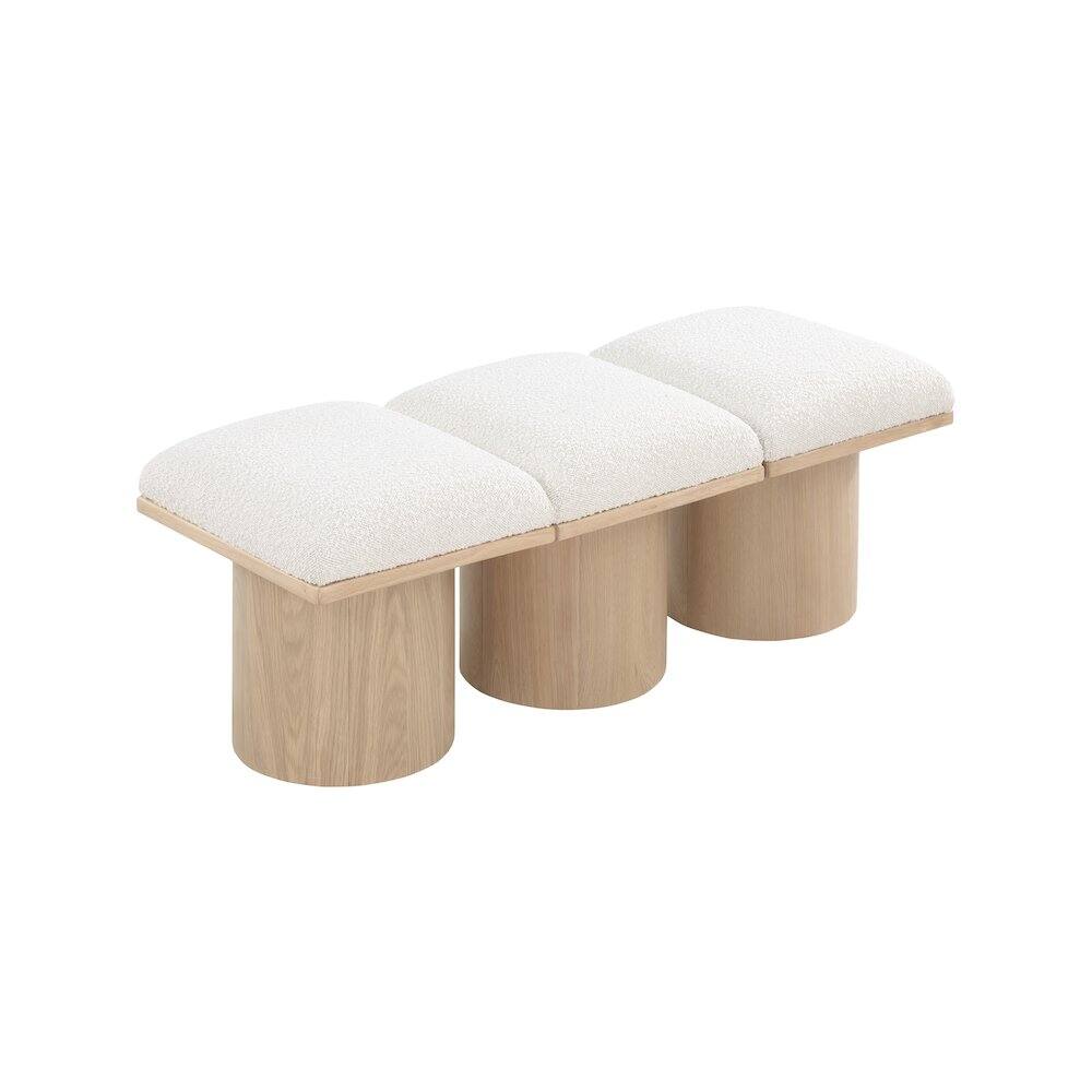 Back. Meridian Furniture - Pavilion Cream Boucle Fabric Bench - Cream Boucle Fabric.