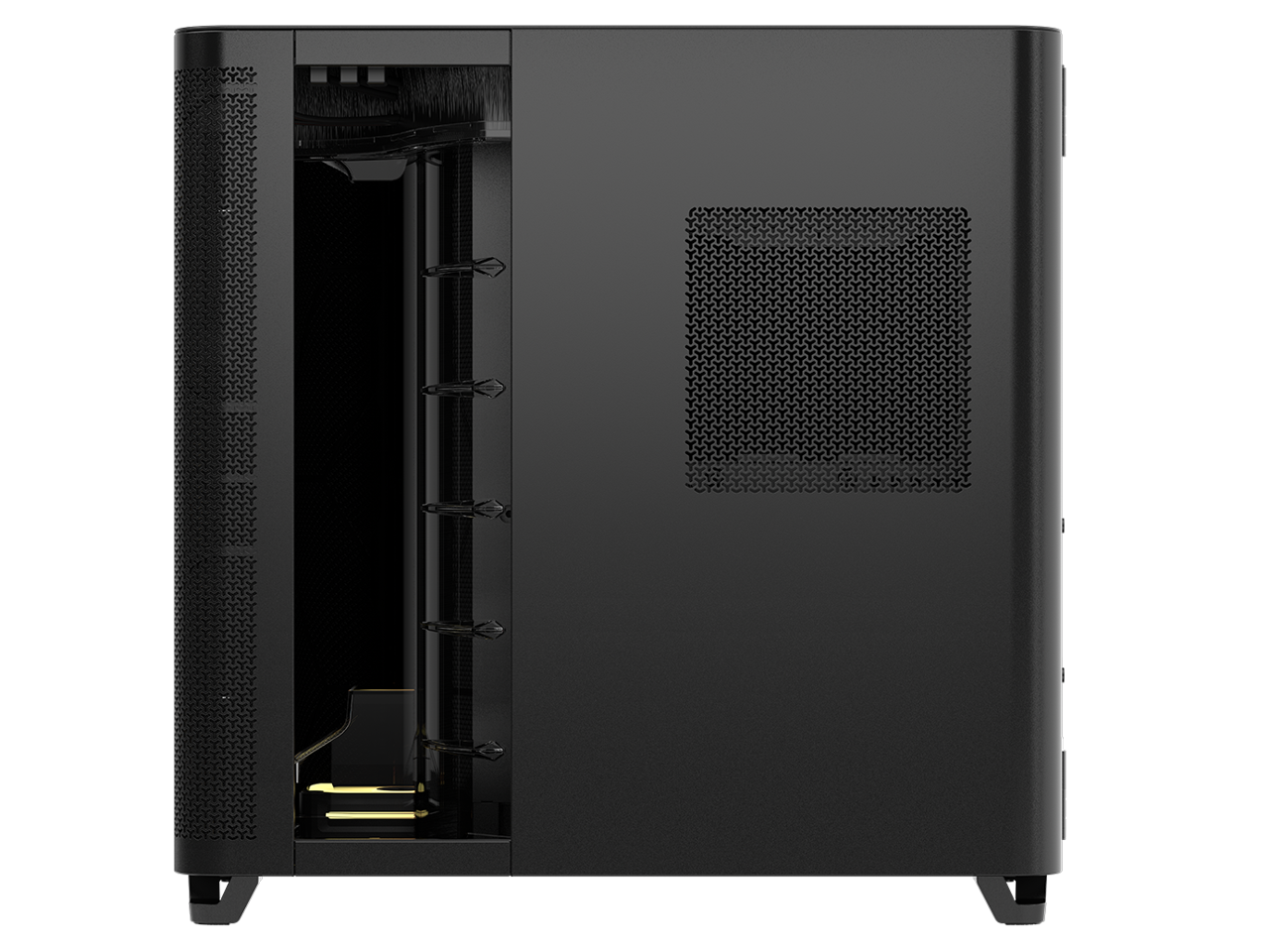 Alt View 4. CORSAIR - Corsair AIR 5400 LX-R RGB iCUE Triple Chamber Mid-Tower Case with 3x RGB Fans & System Hub - Black.