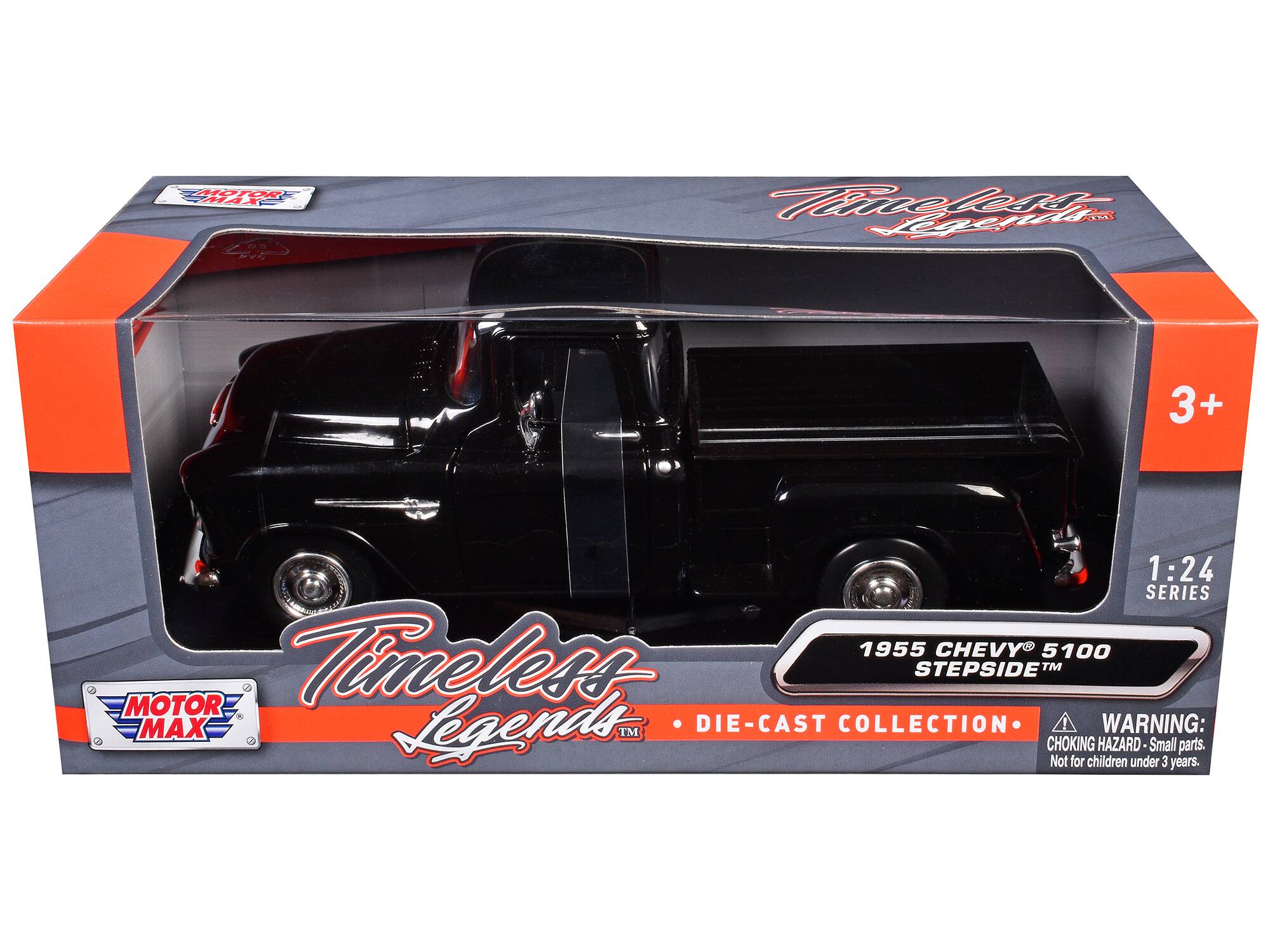 HOTOR IAK KV Milr. Agajird 3+ 1:24 SERIES 1955 CHEVY 5100 MOTOR Timeless STEPSIDE TM MAX Legends TM DIE-CAST COLLECTION WARNING: CHOKING HAZARD- Small parts. Not for children under 3 years.