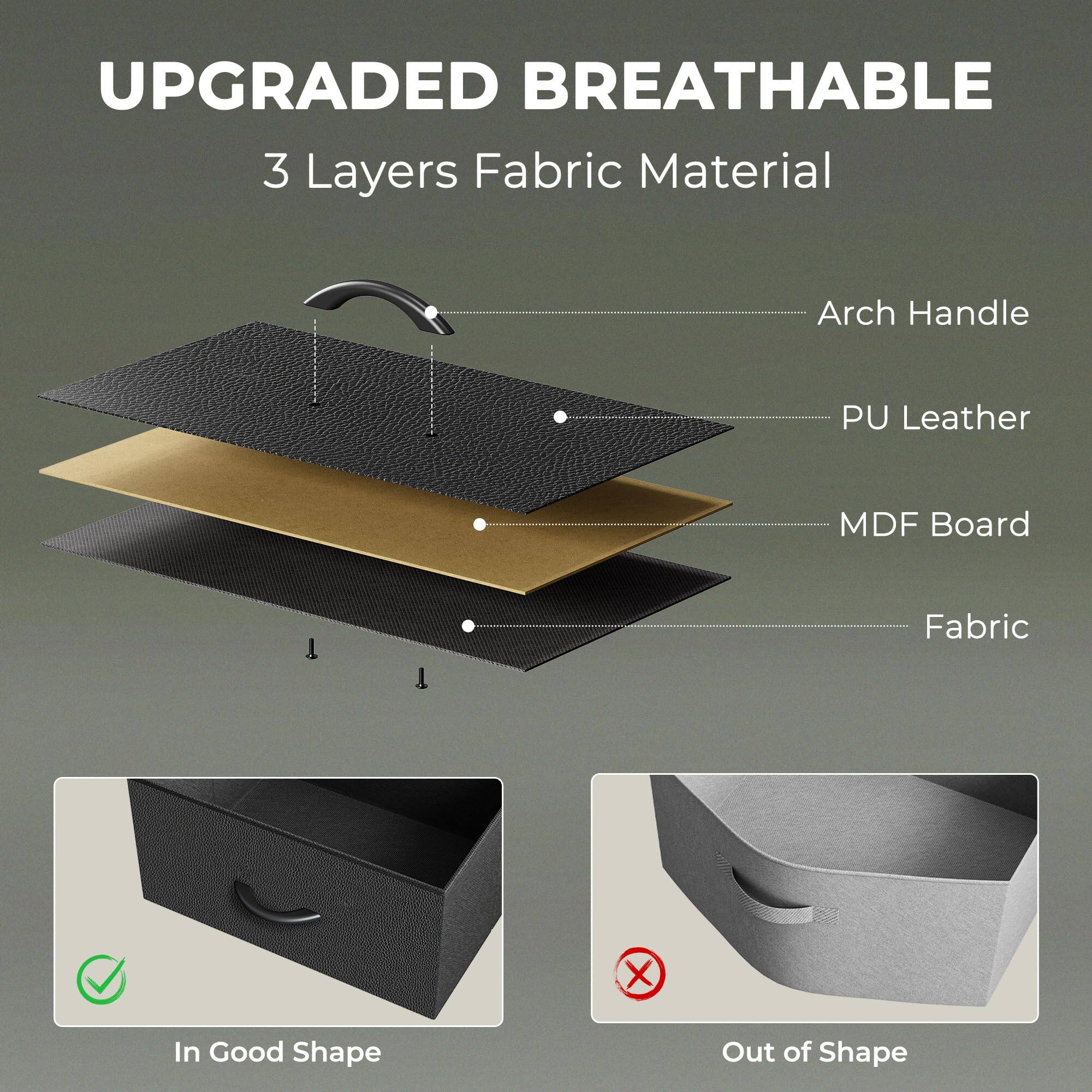 UPGRADED BREATHABLE  
3 Layers Fabric Material  
- Arch Handle  
- PU Leather  
- MDF Board  
- Fabric  

In Good Shape  
Out of Shape