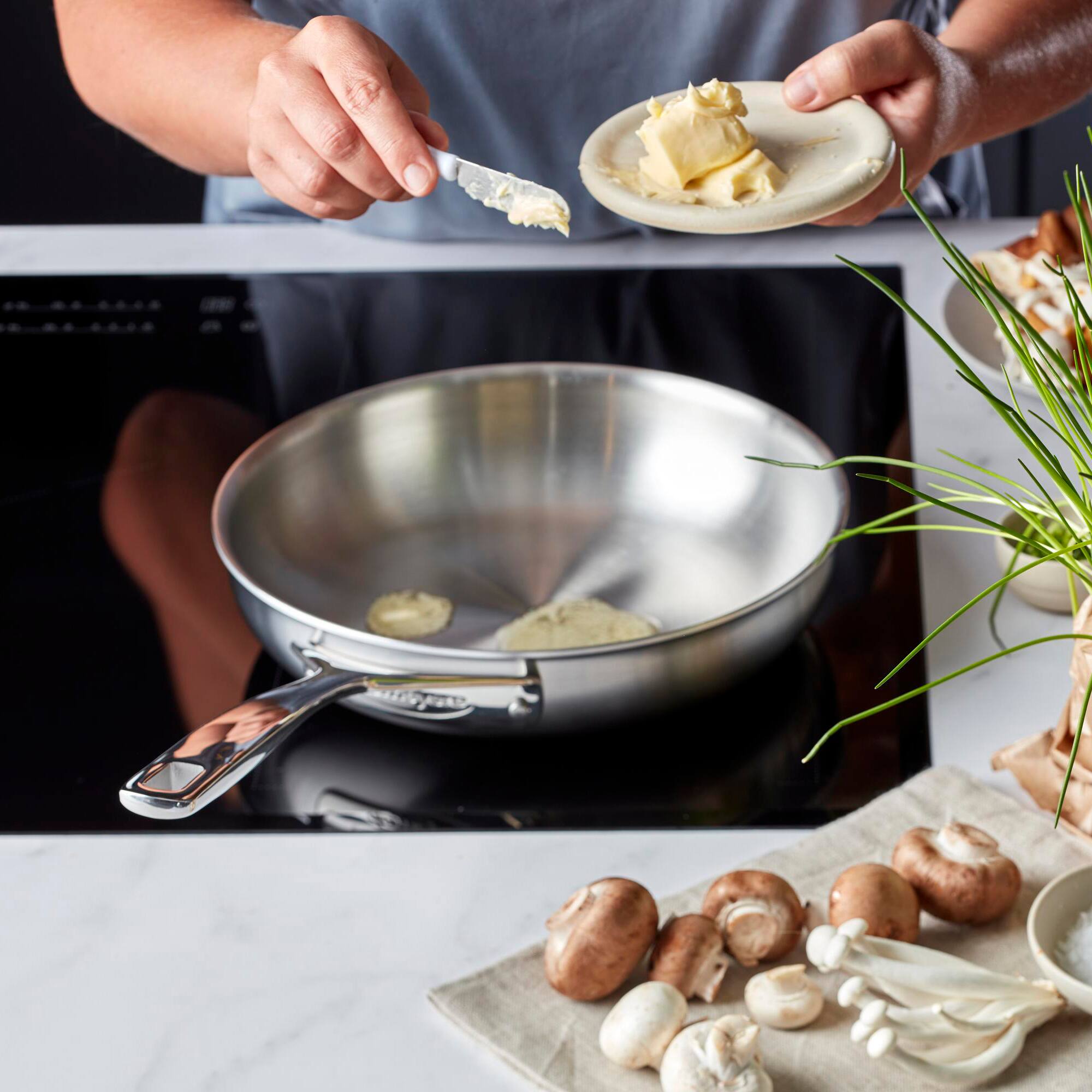 Alt View 2. Demeyere - Demeyere Essential 5-ply 8-inch Stainless Steel Fry Pan - Stainless Steel.
