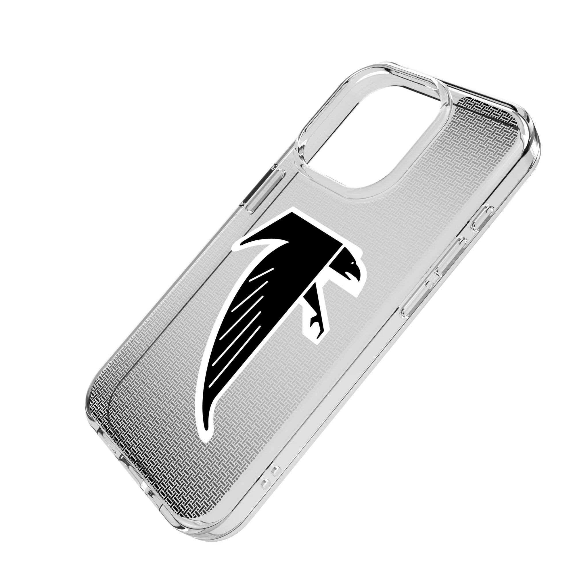 Alt View 1. Keyscaper - Atlanta Falcons Linen Logo iPhone Clear Case - 15 - Multicolor.