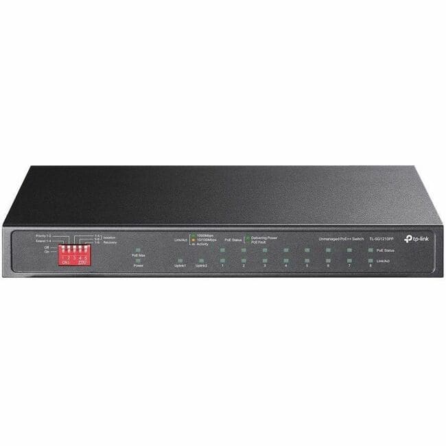 TP-Link - 10-Port Gigabit Desktop Switch with 6-Port PoE+ and 2-Port PoE++ - 10 Ports - Gigabit Ethernet - 1000Base-X - Black