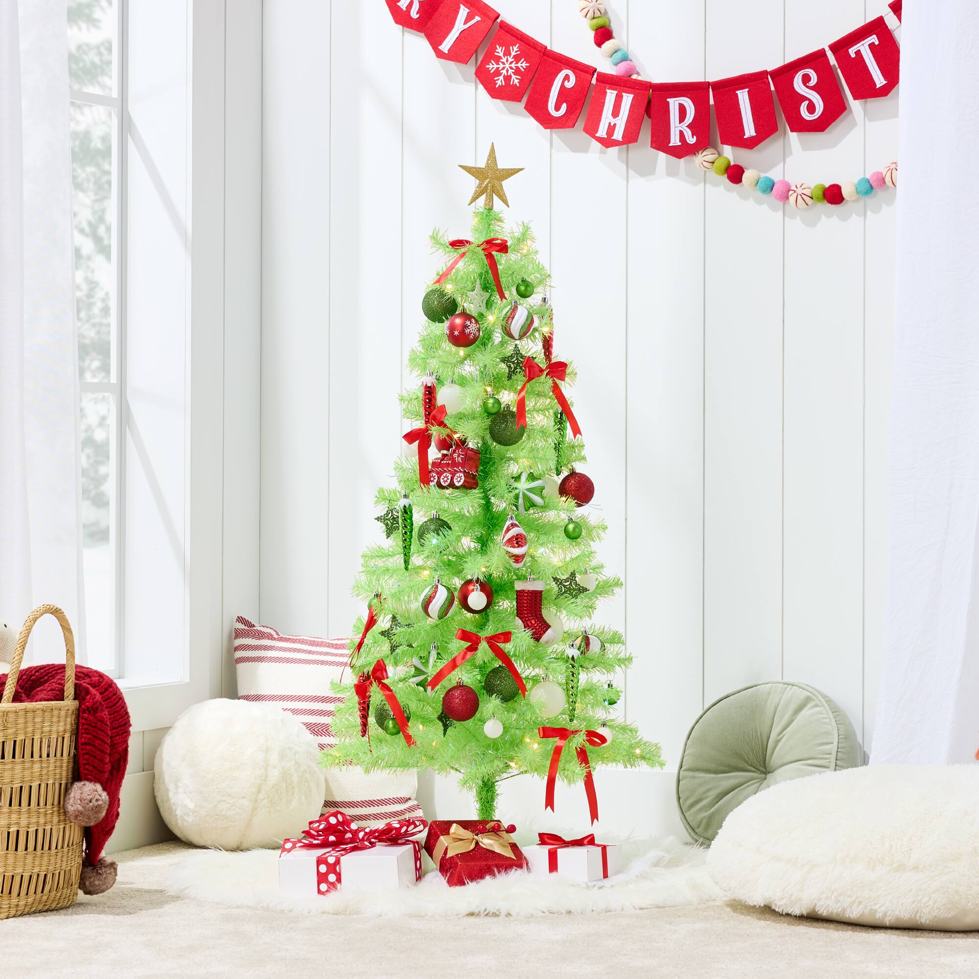 Alt View 1. Best Choice Products - Best Choice Products 4ft Prelit Colored Christmas Tree, Artificial Tree Holiday Decor w/ LED Lights - Lime Green - Lime Green.