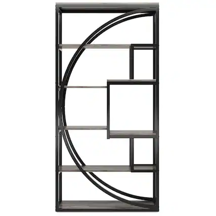 Front. Kadyn - Kadyn Bookshelf, Storage Shelf, Bookcase,Industrial Bookshelf Bookcase with 8 Open Storage Shelf,Grey&Black - Grey&Black.