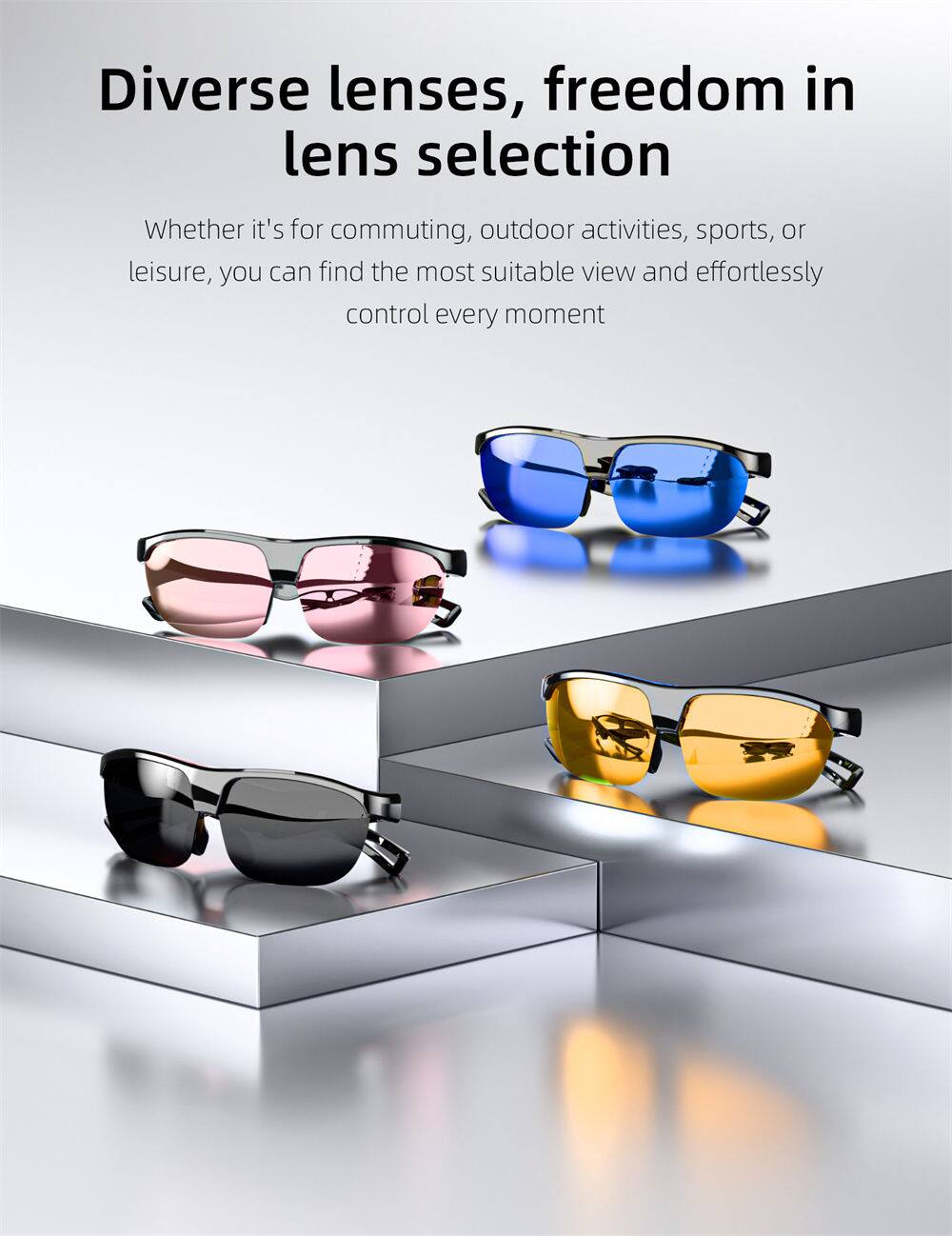 Diverse lenses, freedom in lens selection

Whether it's for commuting, outdoor activities, sports, or leisure, you can find the most suitable view and effortlessly control every moment