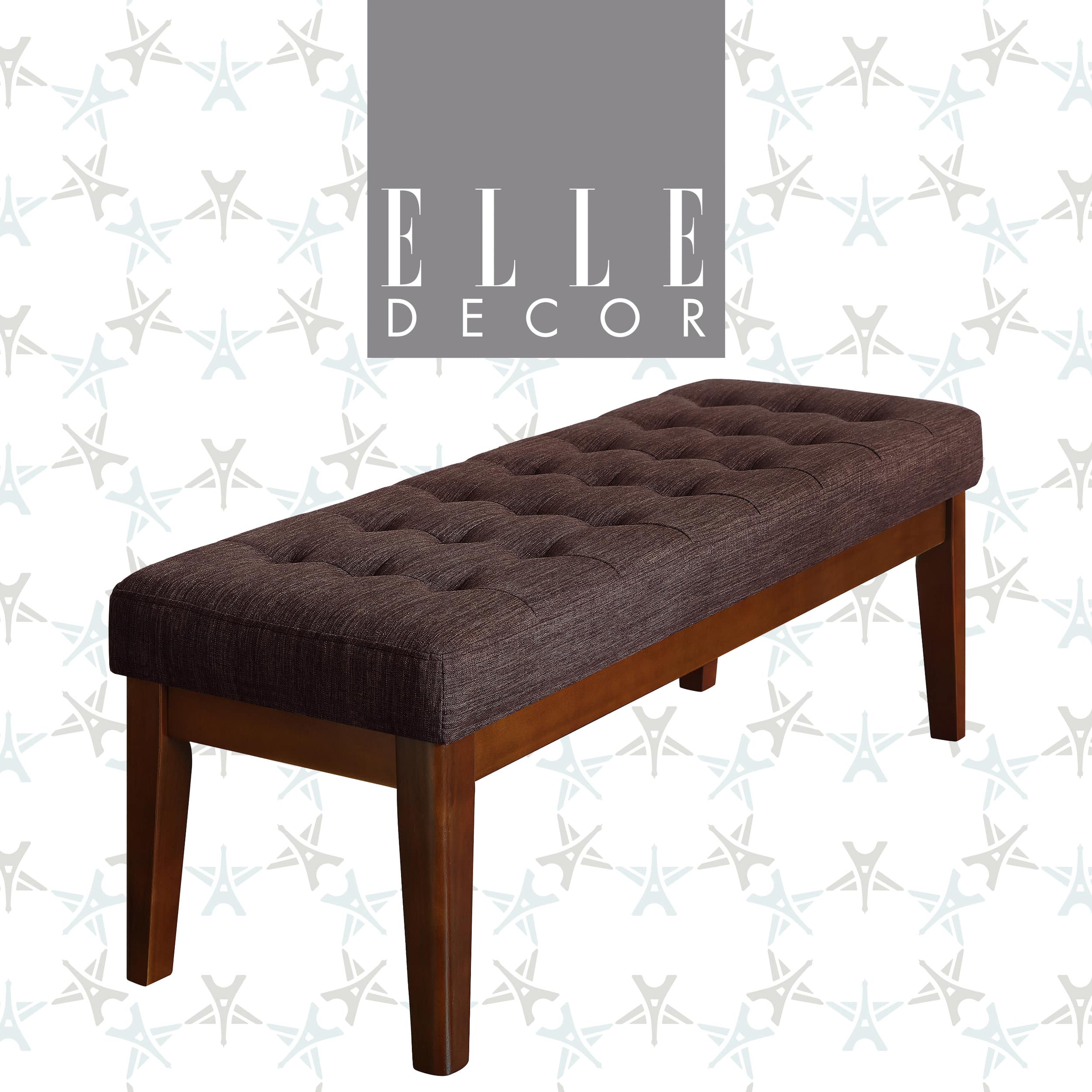 Elle Decor - Mid-Century Claire Bench - Chocolate Brown