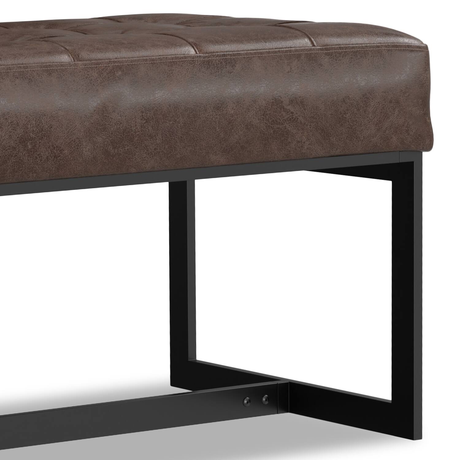 Alt View 5. Simpli Home - Penelope Leather Ottoman Bench in Brown Genuine Leather - Brown.