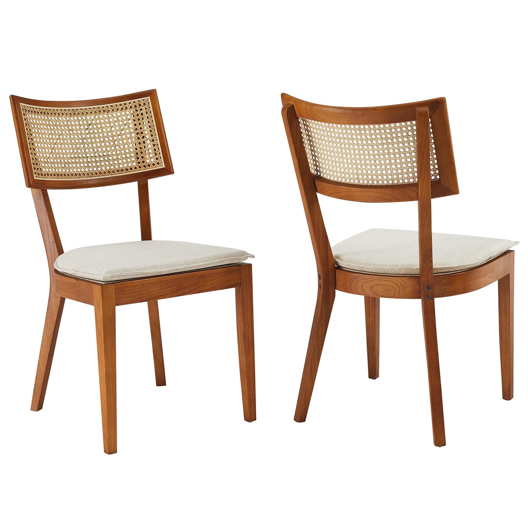 Caledonia Fabric Upholstered Wood Dining Chair Set of 2 by Modway - Brown