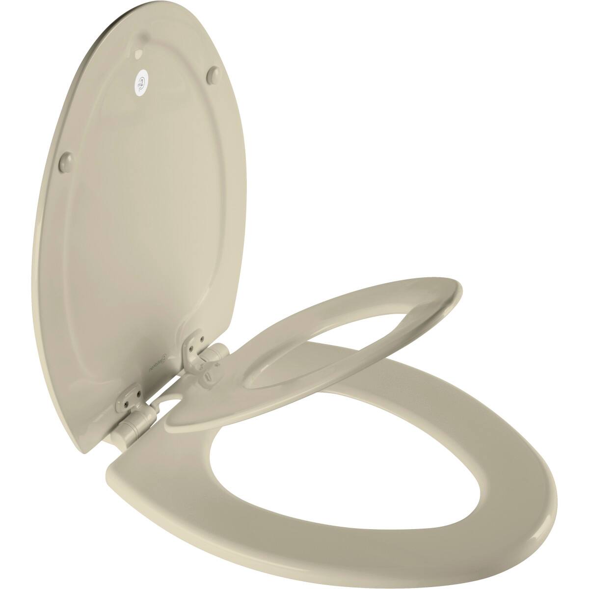 Front. BEMIS - NextStep2 Children's Elongated Closed Front Toilet Seat in Bone - Bone.