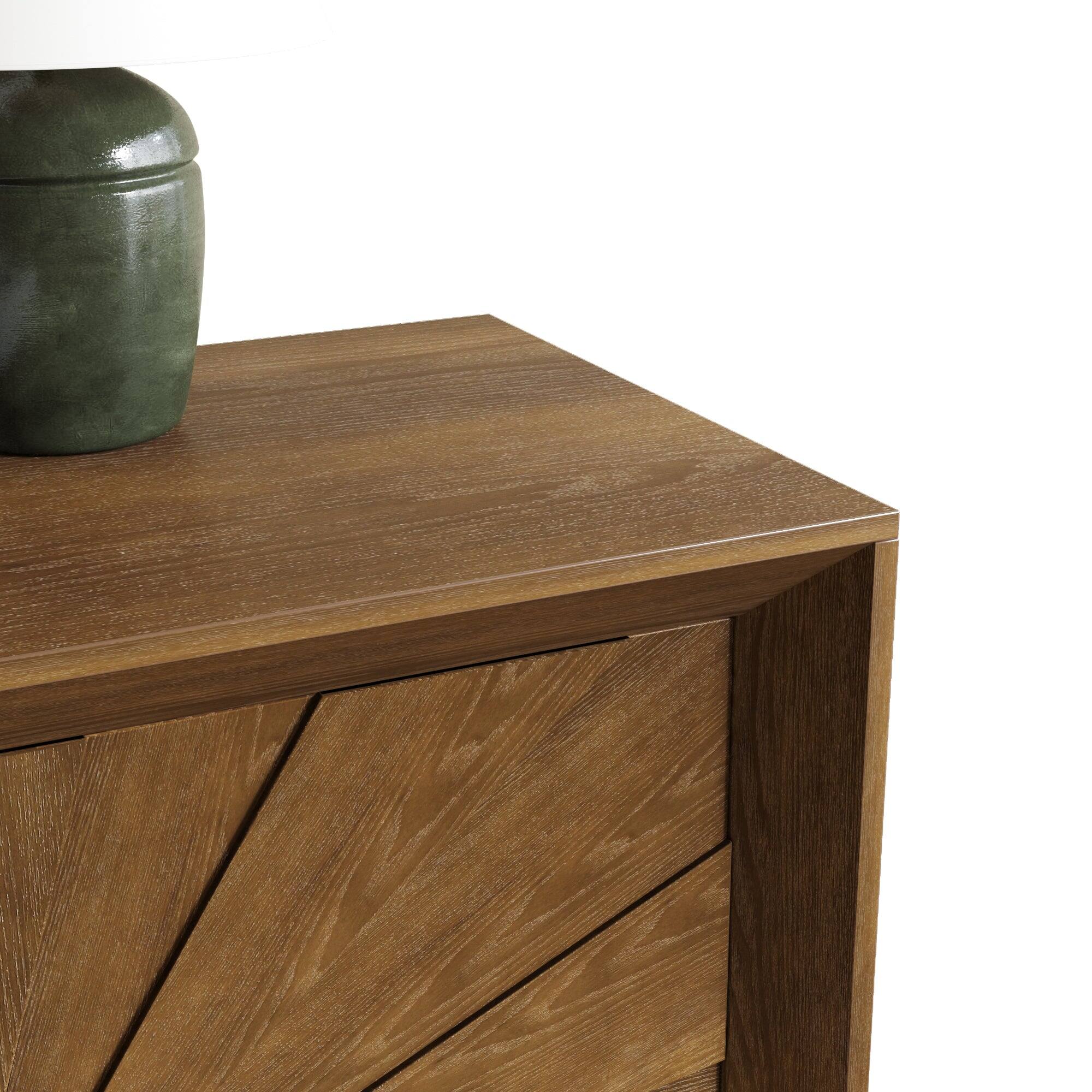 Alt View 8. Boyel Living - Sixty Inch Rustic Farmhouse Credenza with Sunburst Doors Adjustable Shelves Heavy Duty Wood TV Stand - Antique brown.